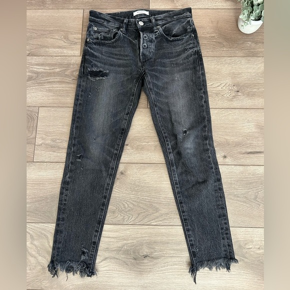 Moussy Vintage Charcoal Distressed Ankle Jeans Size 25 - Picture 1 of 8